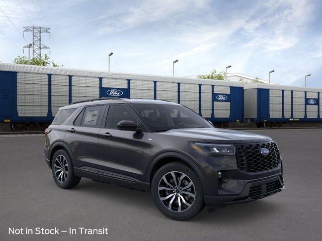 2026 Ford Explorer ST-Line in Agate Black Metallic — front three-quarter view