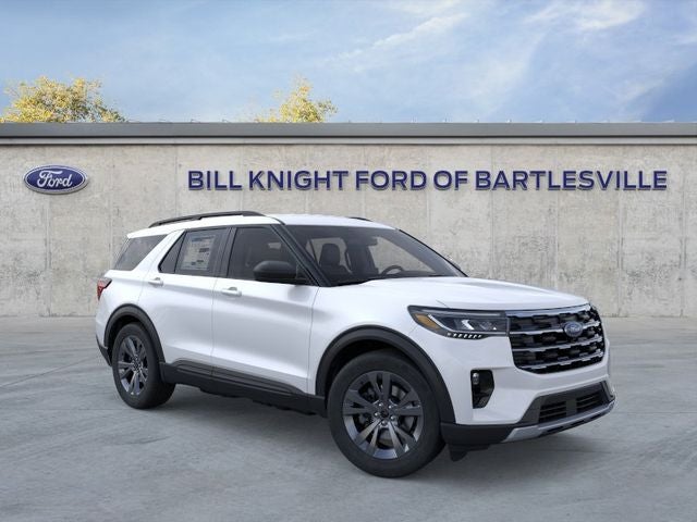 2026 Ford Explorer Active in Star White Metallic Tri-Coat — front three-quarter view
