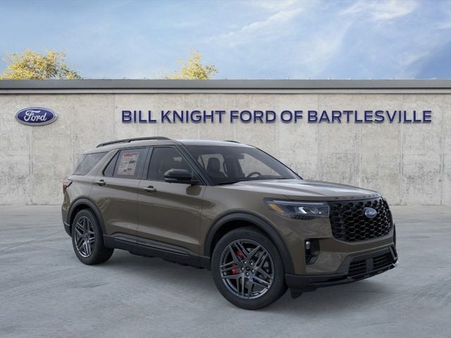 2026 Ford Explorer ST in Marsh Gray — front three-quarter view